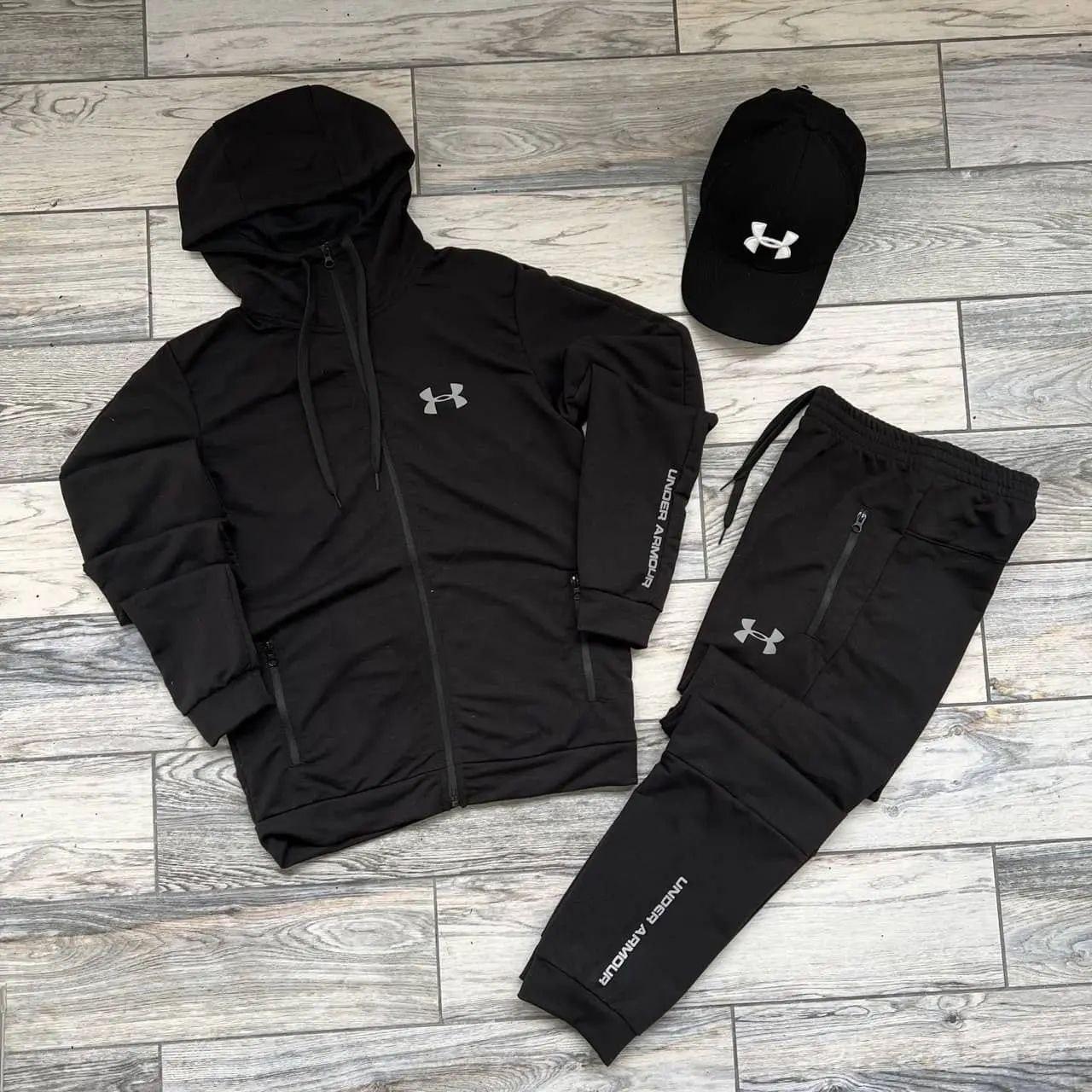 Чоловічий спортивний костюм under armour весняний літній осінній чорний комплект весна осінь літо андер армор, фото 1