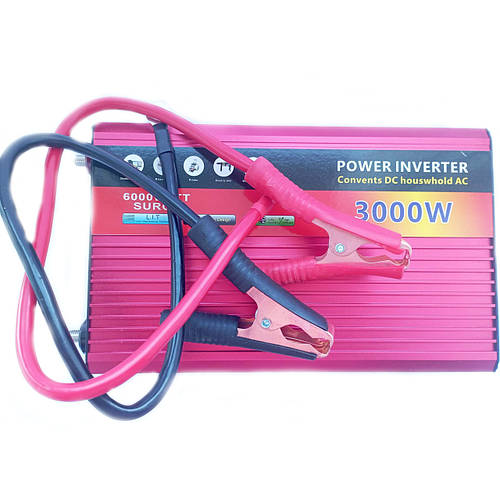 Інвертор Power Inverter 3000W 002 12V220 V (2 розетки, 1USB) Red