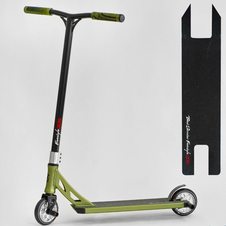 Труковий самокат Best Scooter Freestyle зелений HIC-система пеги алюмінієвий диск та дека колеса PU 120 мм