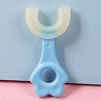 Детская зубная щетка, У-образная 2-6 лет / Прибор для чистки зубов / U - образная / голубая