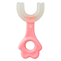 Детская зубная щетка, U-образная 7-12 лет / Прибор для чистки зубов / У - образная / Розовая