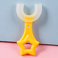Детская зубная щетка, U-образная 7-12 лет / Прибор для чистки зубов / U - образная / Желтая/ 360 градусов