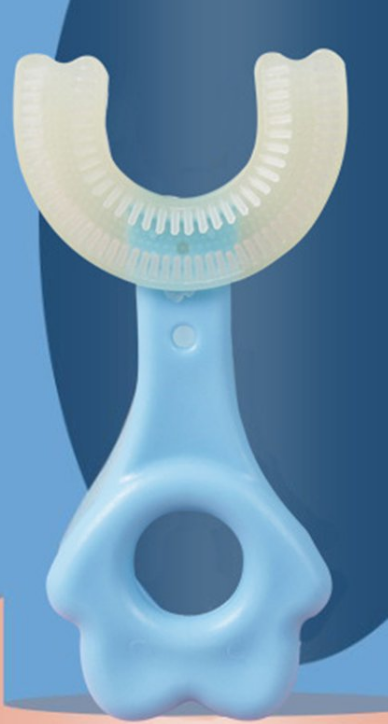 Дитяча зубна щітка, У-подібна 7-12 років / Прилад для чищення зубів / U - образна / блакитна/ 360 градусів
