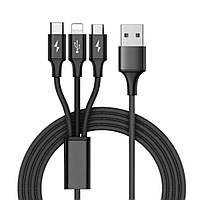 Кабель зарядний J24-D 3 в 1 — Lightning / Micro USB / Type-C / 1.25 м Чорний