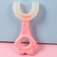 Детская зубная щетка, У-образная 2-6 лет / Прибор для чистки зубов / U - образная / Розовая/ 360 градусов