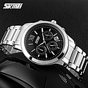 Чоловічий класичний наручний годинник Skmei 9097 Tandem Чорний, фото 5