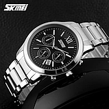 Чоловічий класичний наручний годинник Skmei 9097 Tandem Чорний, фото 7