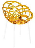 Кресло Papatya Flora прозрачно-желтое сиденье, низ белый