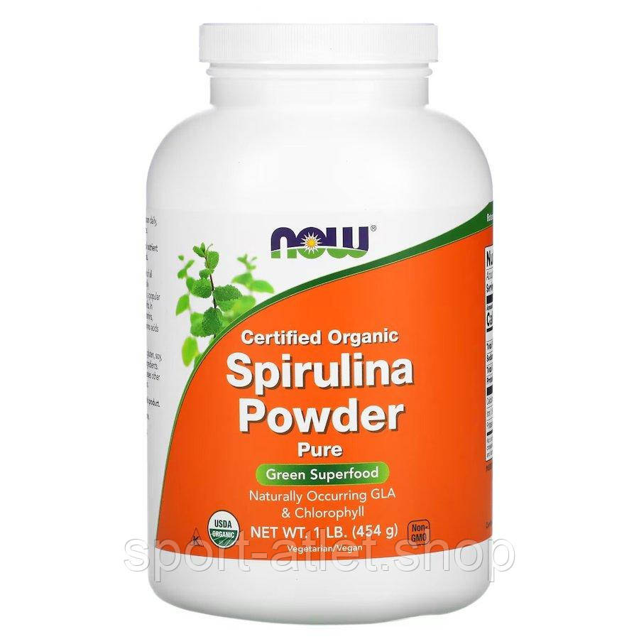 Натуральна добавка NOW Spirulina Powder Organic Certified Organic, 454 грам, фото 1