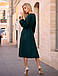Молодіжне жіноче плаття на запах з костюмної тканини, темно-зелене, фото 3