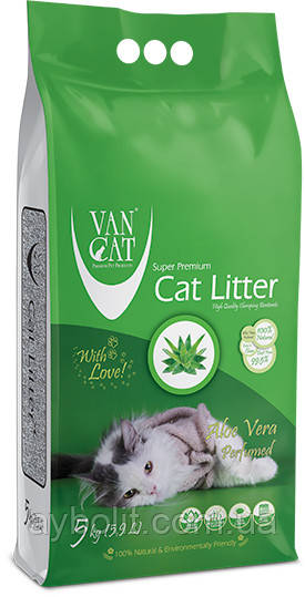 Наповнювач для котячого туалету Van Cat Super Premium Quality Aloe Vera Бентонітовий грудкувальний 5 кг