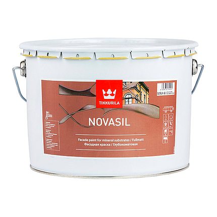Силікономодифікована фасадна фарба Tikkurila Novasil глибокоматова 9л, фото 1