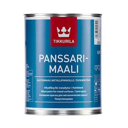 Фарба для даху Tikkurila Panssarimaali біла напівглянсова 0,9л, фото 1