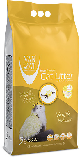 Наповнювач для котячого туалету Van Cat Super Premium Quality Vanilla Бентонітовий грудкувальний 5 кг