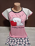 Підліткова піжама для дівчинки Туреччина Котик Аніме футболка та шорти 10-16 років мята, фото 2