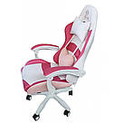 Геймерське розкладне крісло для дівчат ігрове для приставки стілець комп'ютерний Bonro B 807 рожевий з білим, фото 3