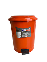 Ведро для мусора бытовое с педалью на 30 литров пластик (оранжевый)