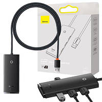 USB Hub USB-A to 4*USB 3.0 Baseus Lite Series 4-Port (1 метр) WKQX030101 Black