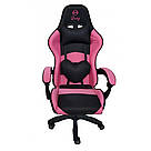Геймерське розкладне крісло ігрове для приставки стілець комп'ютерний Bonro B 806 чорно рожевий, фото 3