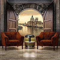 Флизелиновые фотообои 3D город 460 x 300 см Вид через арку на Венецию (13922V12)+клей