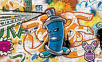 Флизелиновые фотообои 312x219 см Синий баллончик с краской для граффити (1398VEXXL)+клей