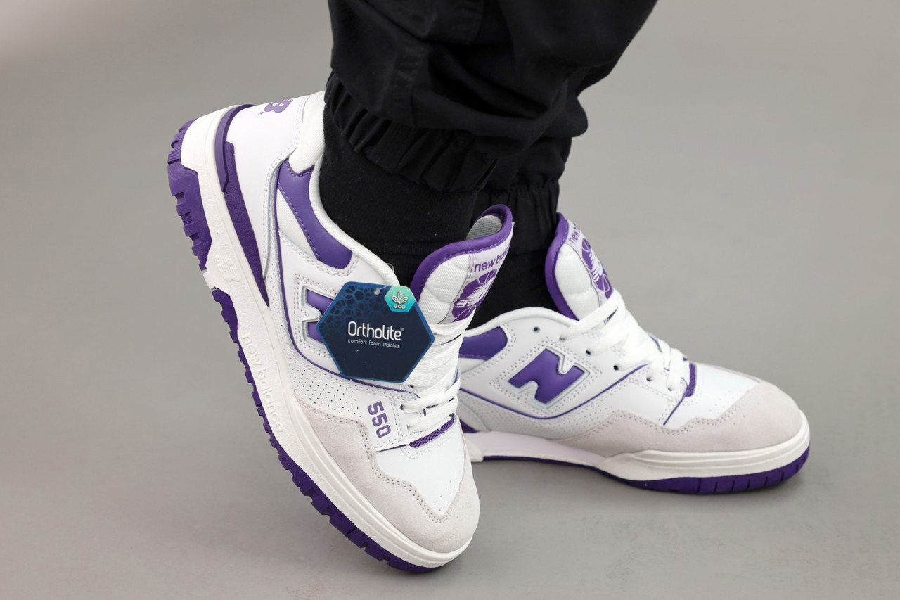Жіночі Кросівки New Balance 550 White Purple / Нью Беланс 550 Білі з Фіолетовим