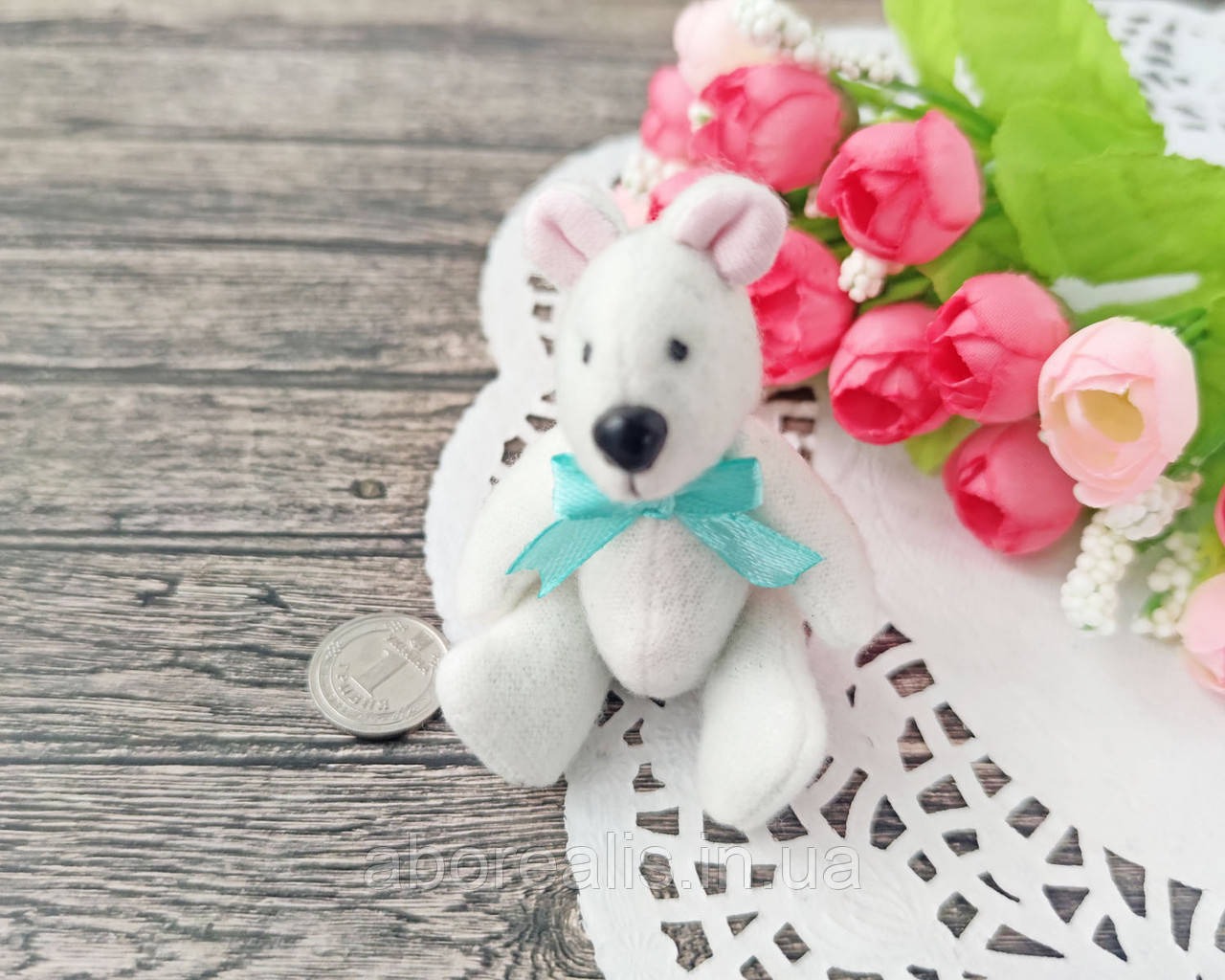 Лялькова мініатюра "Ведмедик" бірюза. 8,5 см, фото 1