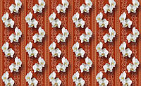 Фото обои 254x184 см Полосы с орхидеями на коричневом фоне (1409P4)+клей
