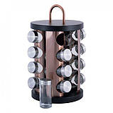 Набір ємностей Kamille для спецій КАРКАС НЕРЖ Сталь на круглій підставці 16 шт. KM-7041, фото 9