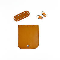 Набір шкіряної фурнітури для сумки Міні на магніті, натуральна шкіра, карамель