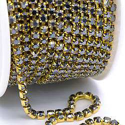 Стразовий ланцюг ss10 (2,8 мм) 1 м Hematite gold