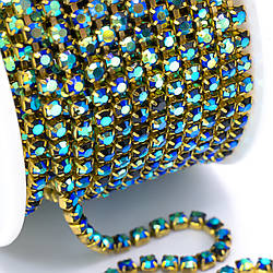 Стразовий ланцюг ss10 (2,8 мм) 1 м Jet AB gold