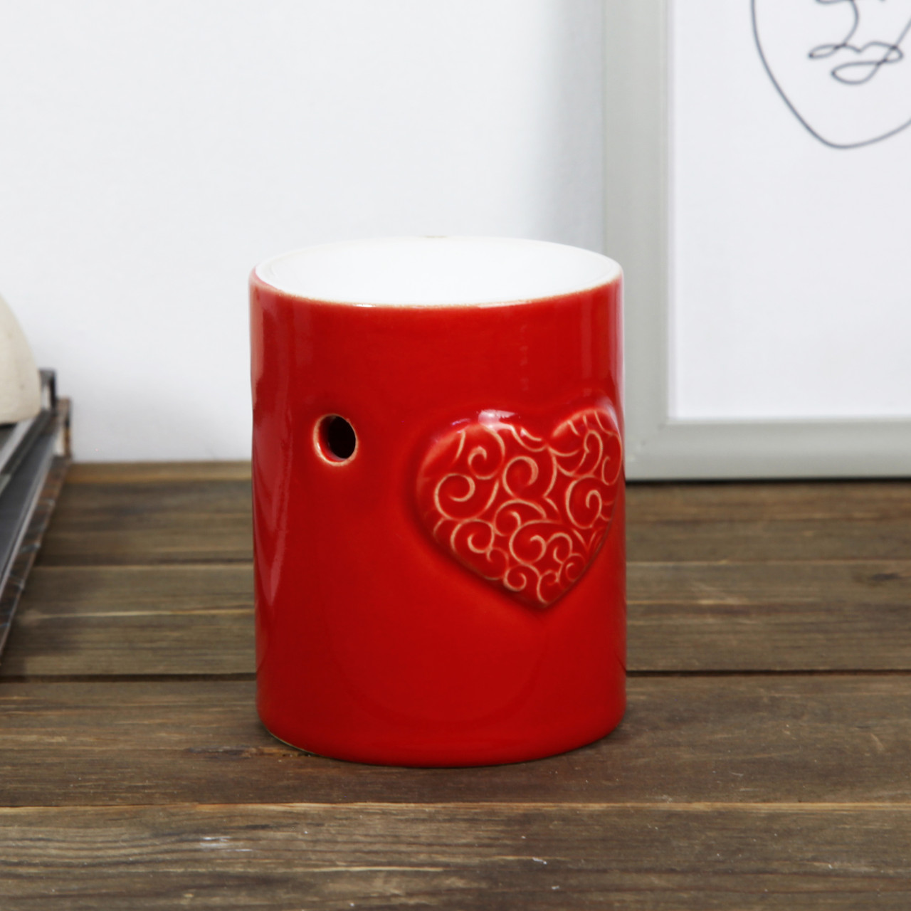Аромалампа керамічна для ефірних масел Серце червона для закоханих