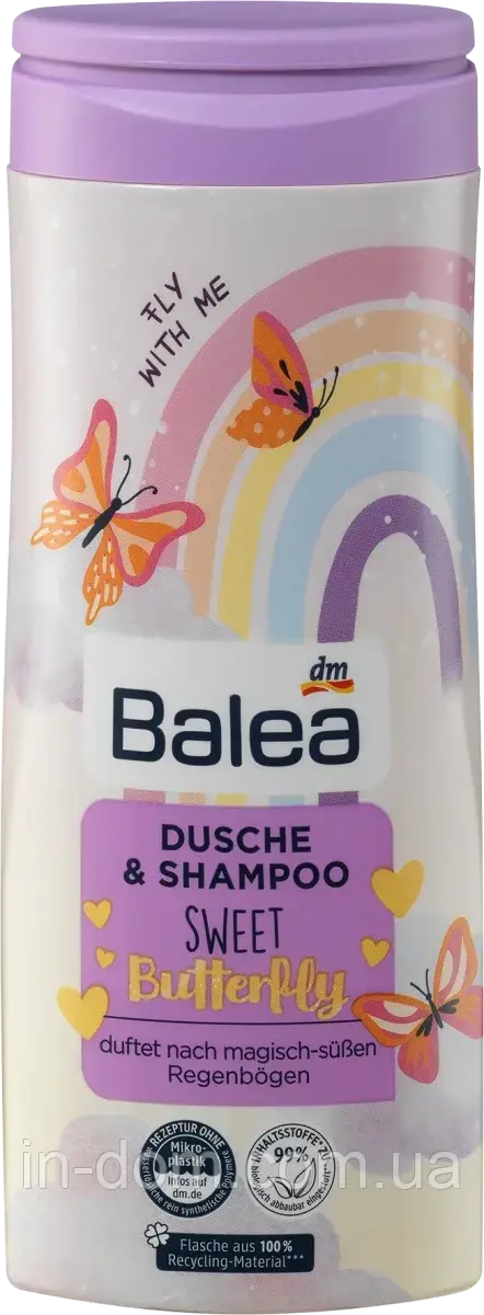 Balea Kinder Dusche & Shampoo Sweet Butterfly Дитячий гель для душу та шампунь Солодкий метелик 300 мл