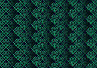Готовые фотообои 254x184 см Повторяющийся зеленый узор на темном фоне (1462P4)+клей