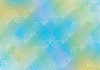 Флизелиновые фотообои в интерьере 416x254 см Повторяющийся декор на зелено-синем фоне (1465VEXXXL)+клей