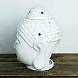 Аромалампа керамічна для ефірних масел Будда білий глянець, фото 3