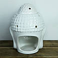 Аромалампа керамічна для ефірних масел Будда білий глянець, фото 4
