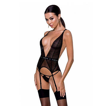 Напівпрозорий корсет Passion Exclusive MIRAJANE CORSET L/XL, black Bomba💣