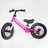 Велобіг CORSO сталева рама надувні колеса підніжка підставка для ніг дзвіночок 12' Pink (52450123), фото 2
