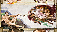 Фото обои ретро стиль 254x184 см Фреска Микеланджело Сотворение Адама (1521P4)+клей