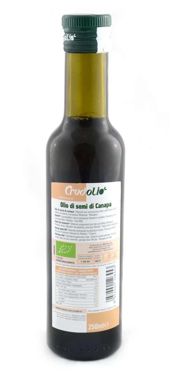 Масло конопляное (семян конопли) Olio di semi di Canapa CrudOlio Organic, 250 мл. - фото 2 - id-p293732668