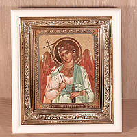 Ікона Ангела Хранителя, лик 10х12 см, у білому прямому дерев'яному кіоті