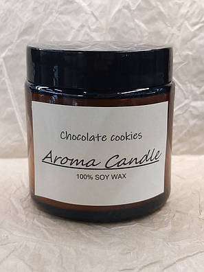 Соєва аромасвіча у скляному підсвічнику "Chocolate cookies" Шоколадне печиво 100 мл, фото 1
