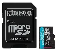 Карта памяти MicroSDXC 512GB UHS-I/U3 Class 10 Kingston Canvas Go! Plus R170/W90MB/s+ SD-адаптер (SD