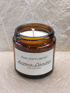 Соєва аромасвіча у скляному підсвічнику "Black cherry merlot" Черешневе мерло 100 мл, фото 3