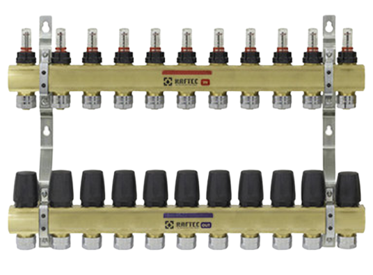 Колектор Raftec на 11 контурів з витратомірами та євроконусами Німеччина