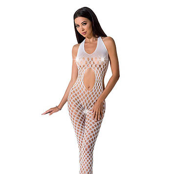 Сексуальний бодістокінг Passion BS065 One Size, White, комбінезон, велика сітка Bomba💣