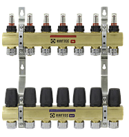 Коллектор Raftec на 7 контуров с расходомерами и евроконусами Германия