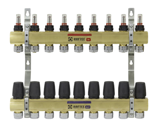 Колектор Raftec на 9 контурів з витратомірами та євроконусами Німеччина